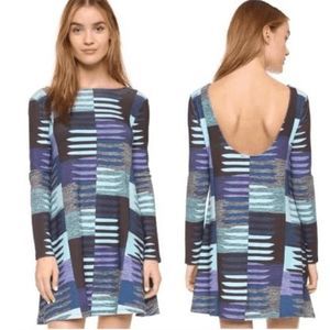 Mara Hoffman Colorful Geometric Print Long Sleeve Mini Swing Shift Dress Sz XS